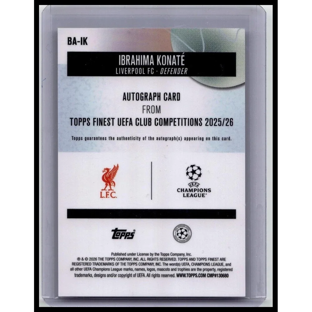 2025-26 Topps Finest UEFA Ibrahima Konate Auto Refractor Liverpool FC #BA-IK